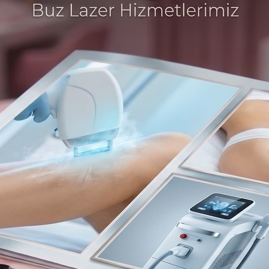 Soğutmalı başlıkla yapılan buz lazer epilasyon uygulaması ve cihazı